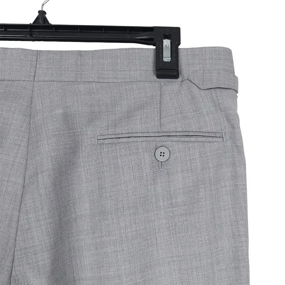Calvin Klein Mens Slim Fit Wool Dress Pants 34x30 Light Grey Solid Pleated NWT